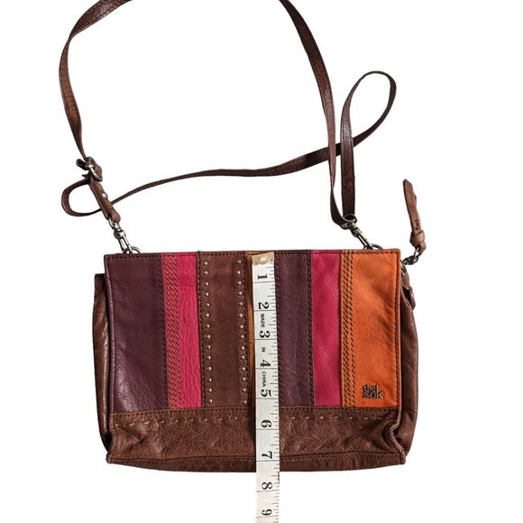 The Sak Striped Patchwork Color Leather Adjustable Crossbody Shoulder Bag SPOT - Picture 7 of 13